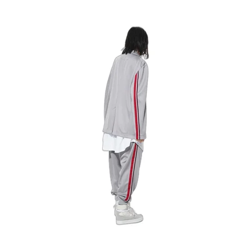 Pe/Smooth Jersey Geometric Pattern Embroidery Side Tape Line Sarouel Rib Pants