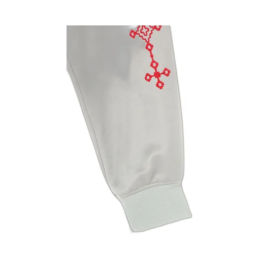 Pe/Smooth Jersey Geometric Pattern Embroidery Side Tape Line Sarouel Rib Pants