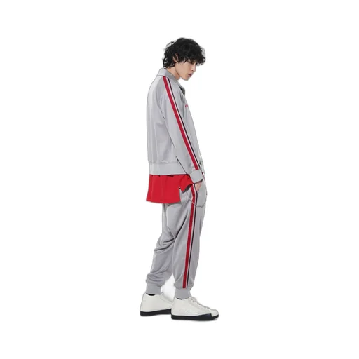 Pe/Smooth Jersey Geometric Pattern Embroidery Side Tape Line Sarouel Rib Pants