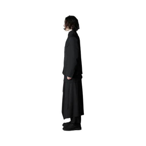 Wool Gabardine Stand Collar Jacket