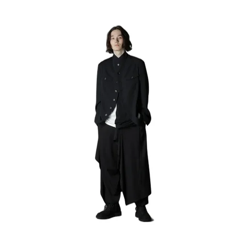 Wool Gabardine Stand Collar Jacket