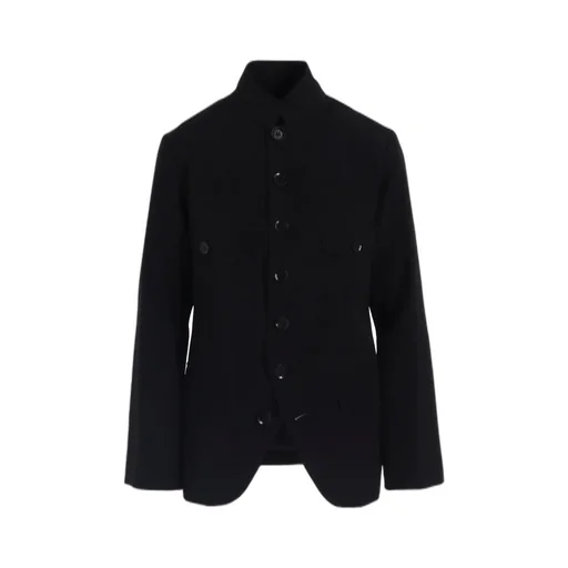 Wool Gabardine Stand Collar Jacket