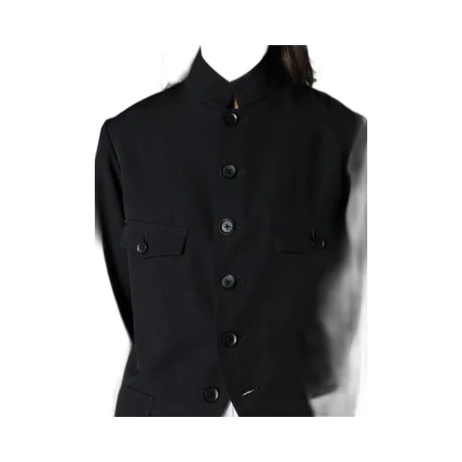 Wool Gabardine Stand Collar Jacket