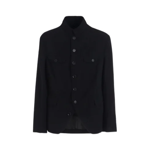 Wool Gabardine Stand Collar Jacket