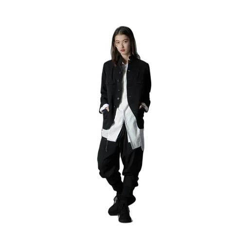Wool Gabardine Stand Collar Jacket