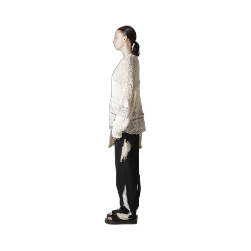 Mixed-Material Long-Sleeve Pullover
