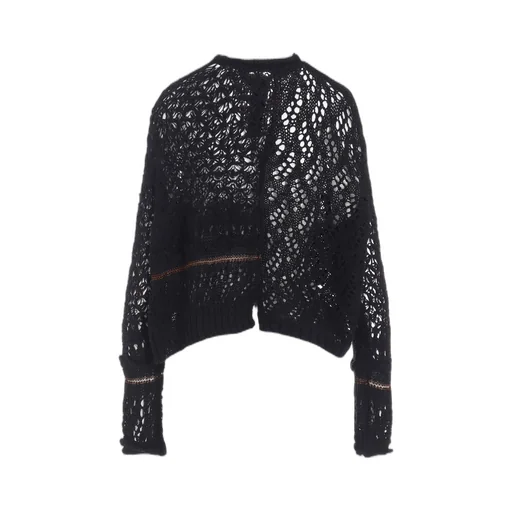 Mixed-Material Cropped Cardigan