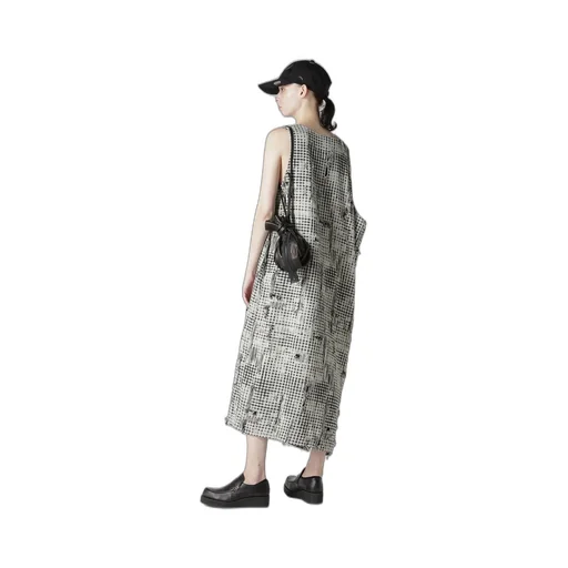 Damaged Gingham Jacquard Dress