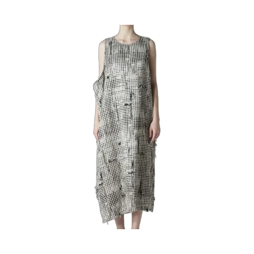 Damaged Gingham Jacquard Dress