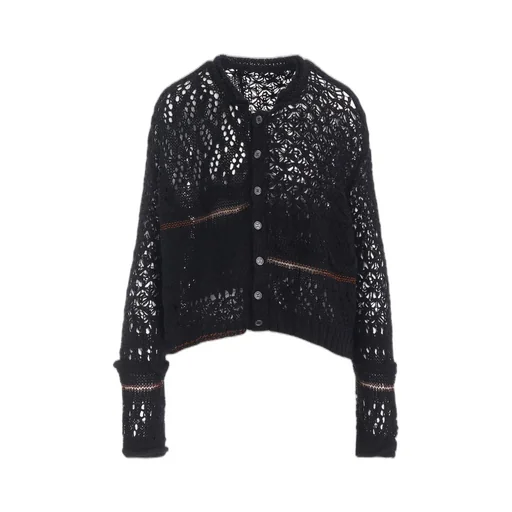 Mixed-Material Cropped Cardigan