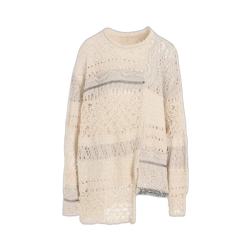 Mixed-Material Long-Sleeve Pullover