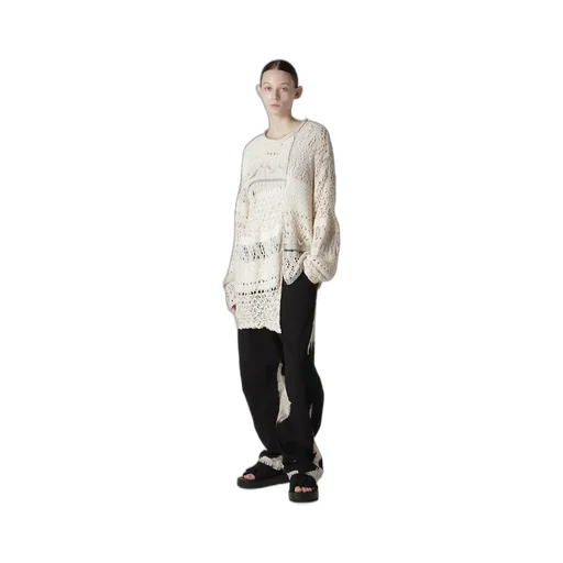 Mixed-Material Long-Sleeve Pullover