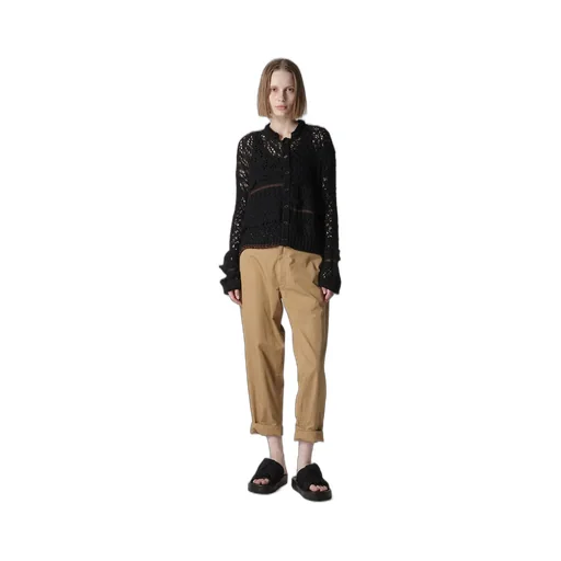 Mixed-Material Cropped Cardigan