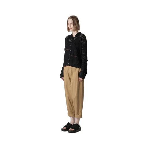 Mixed-Material Cropped Cardigan