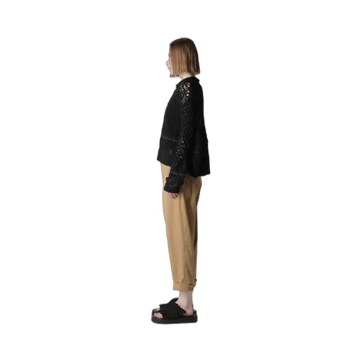Mixed-Material Cropped Cardigan