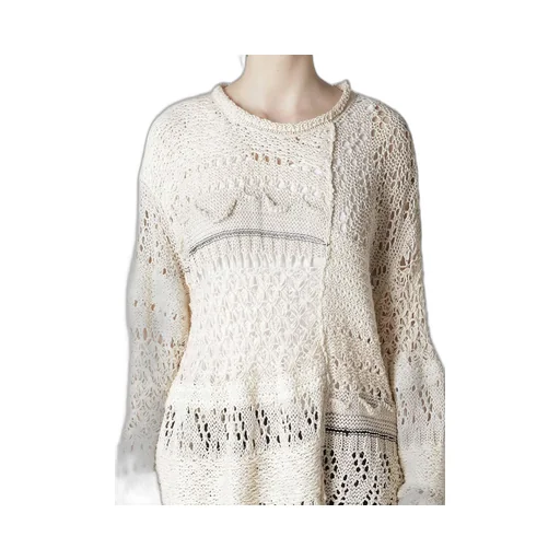 Mixed-Material Long-Sleeve Pullover