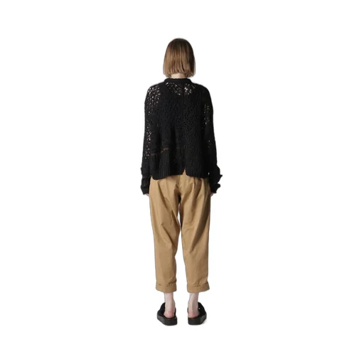 Mixed-Material Cropped Cardigan