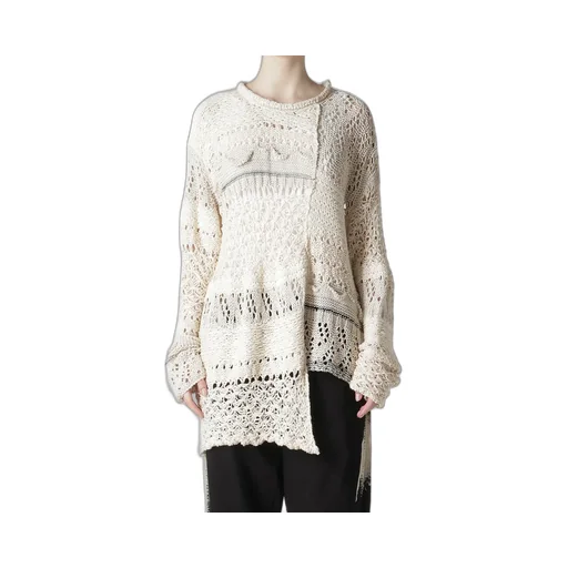 Mixed-Material Long-Sleeve Pullover