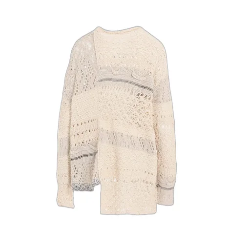 Mixed-Material Long-Sleeve Pullover