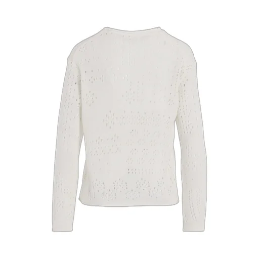 Patchwork Lace Curled Collar Round Neck Pullover
