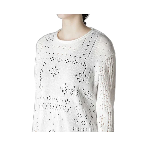 Patchwork Lace Curled Collar Round Neck Pullover