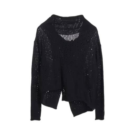 Patchwork Lace Off-Neck Cropped Cardigan
