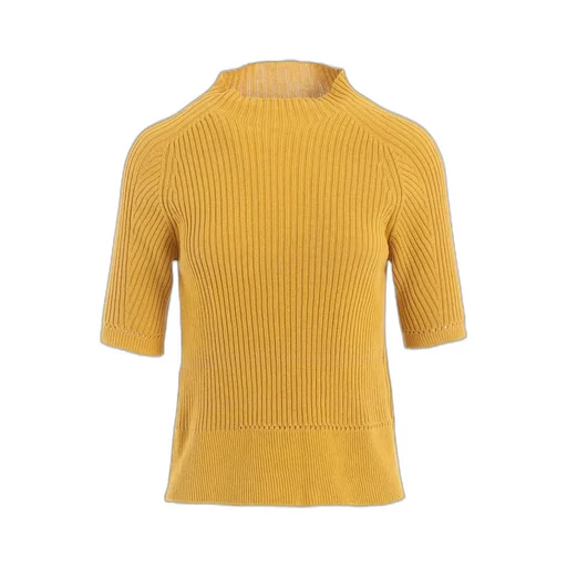 Rib Eyelet Half-Sleeve Knit