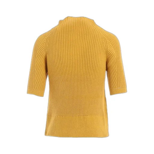 Rib Eyelet Half-Sleeve Knit