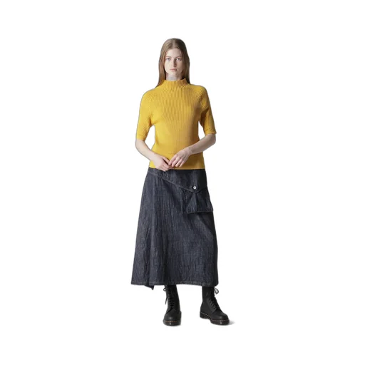 Rib Eyelet Half-Sleeve Knit