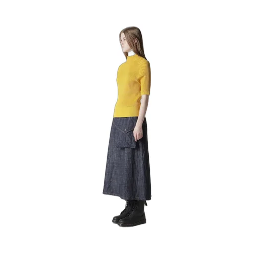 Rib Eyelet Half-Sleeve Knit