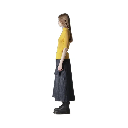 Rib Eyelet Half-Sleeve Knit