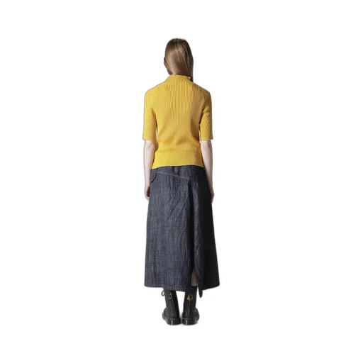 Rib Eyelet Half-Sleeve Knit