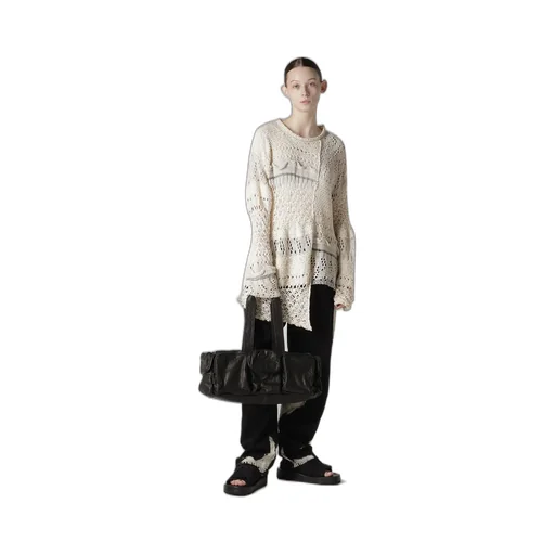 Twisted Soft Leather Pocket Boston Bag
