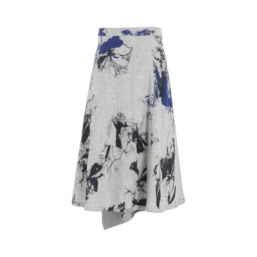 Wool Flower Print Skirt