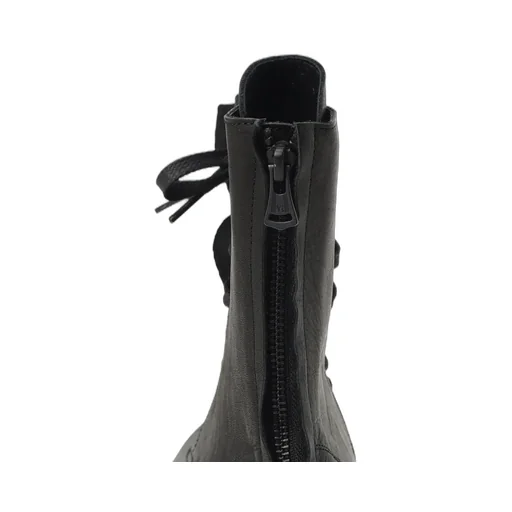 Semi-Matte Leather Drape Boots