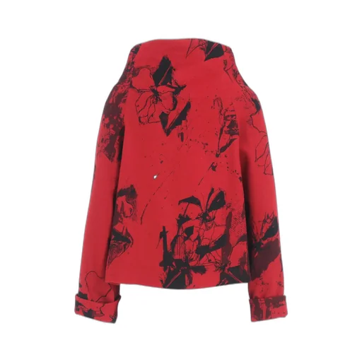 Wool Flower Print Wrap Coat