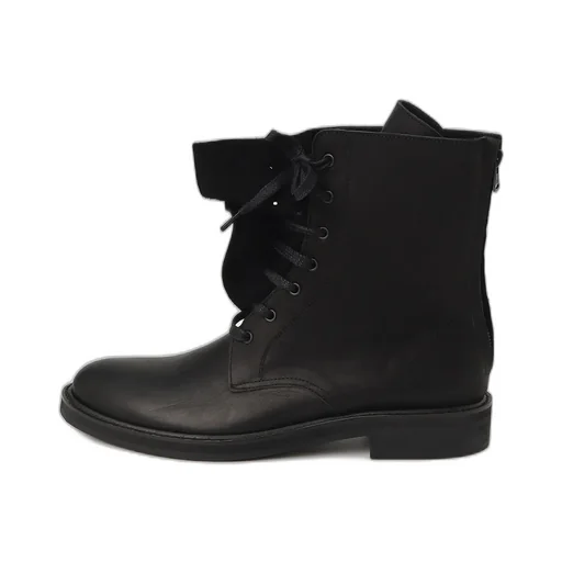 Semi-Matte Leather Drape Boots