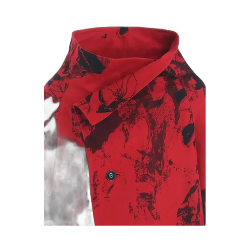 Wool Flower Print Wrap Coat
