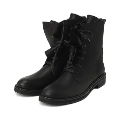 Semi-Matte Leather Drape Boots