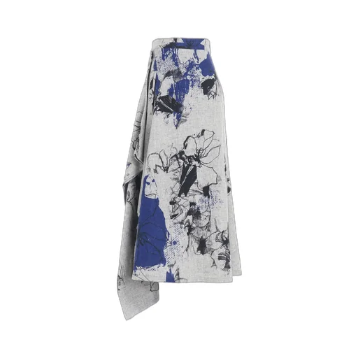 Wool Flower Print Skirt