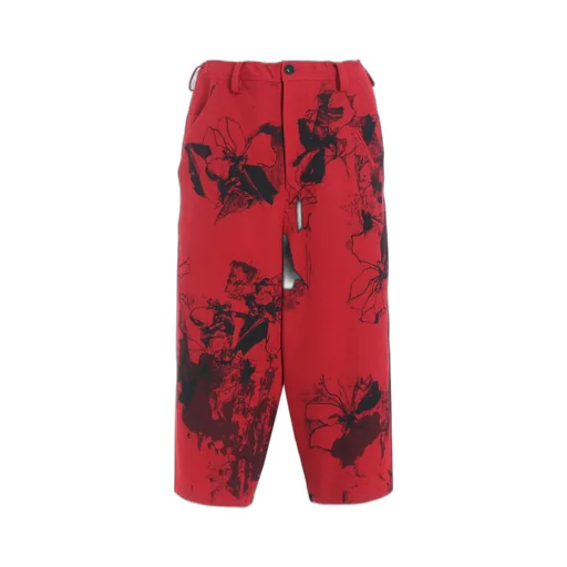 Wool Flower Print Pants
