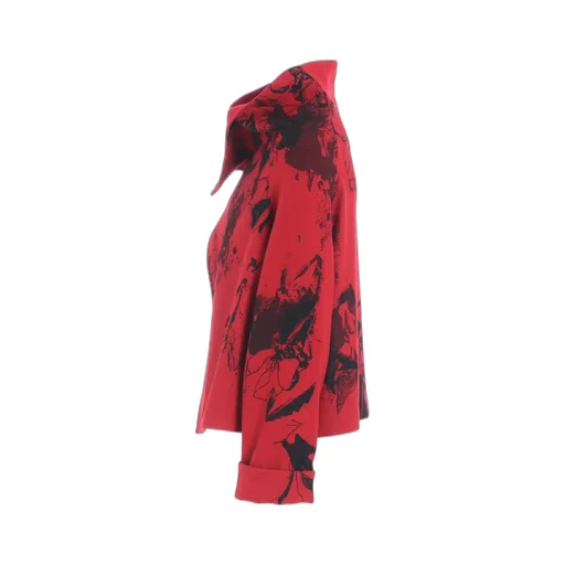 Wool Flower Print Wrap Coat