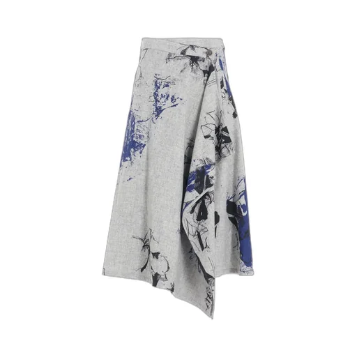 Wool Flower Print Skirt