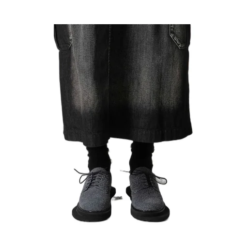 Spotted Denim Side Pocket Straight Skirt