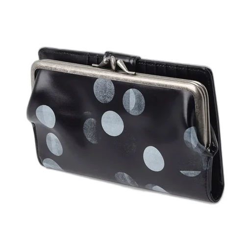 Dot Print Glossy Smooth Leather Long Wallet