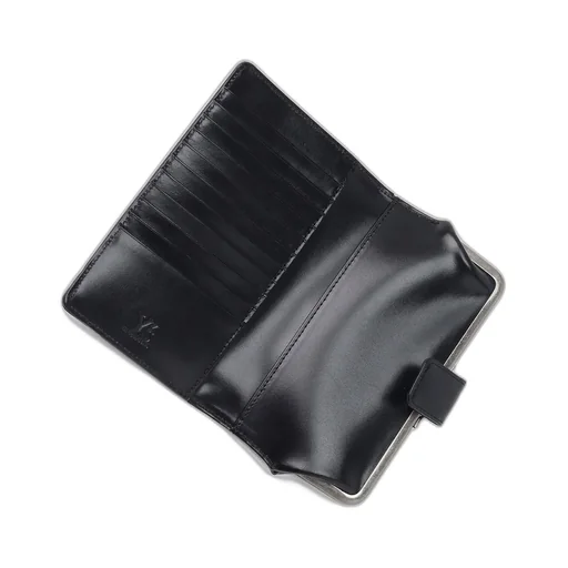 Dot Print Glossy Smooth Leather Long Wallet