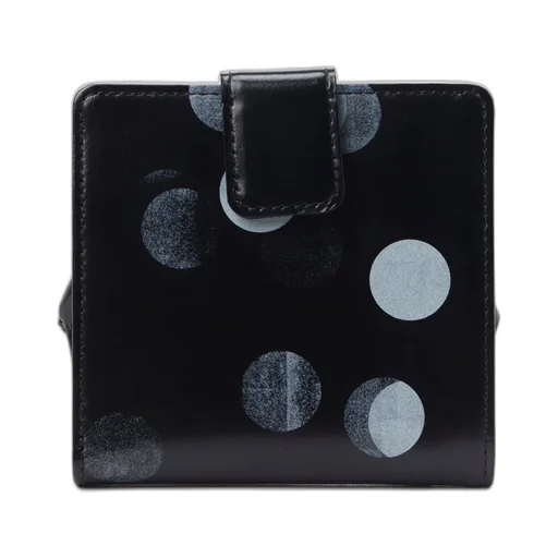 Dot Print Glossy Smooth Leather Small Wallet
