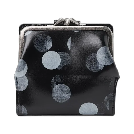 Dot Print Glossy Smooth Leather Small Wallet