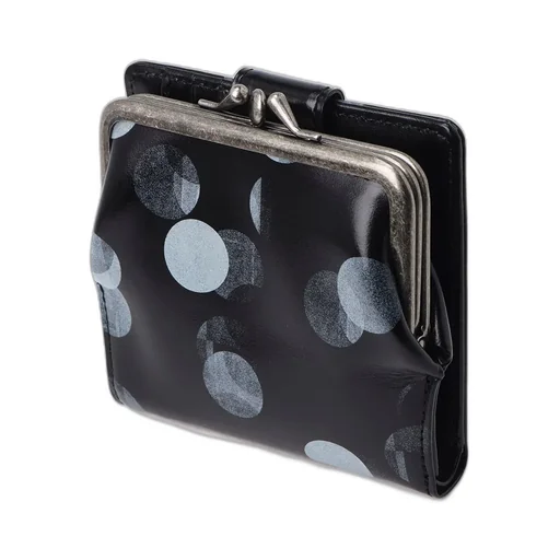 Dot Print Glossy Smooth Leather Small Wallet