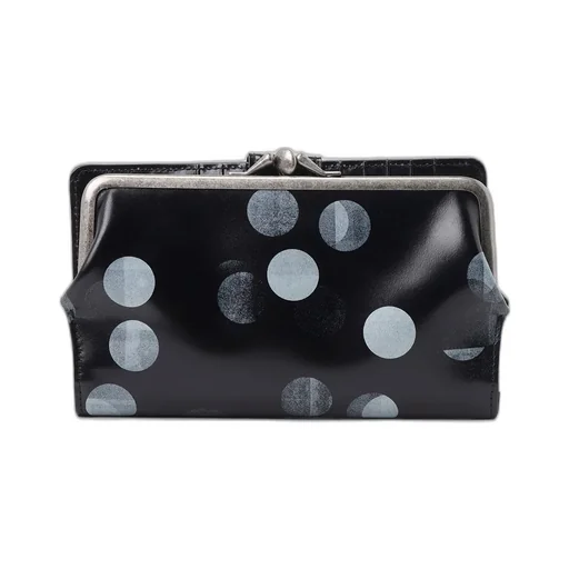 Dot Print Glossy Smooth Leather Long Wallet